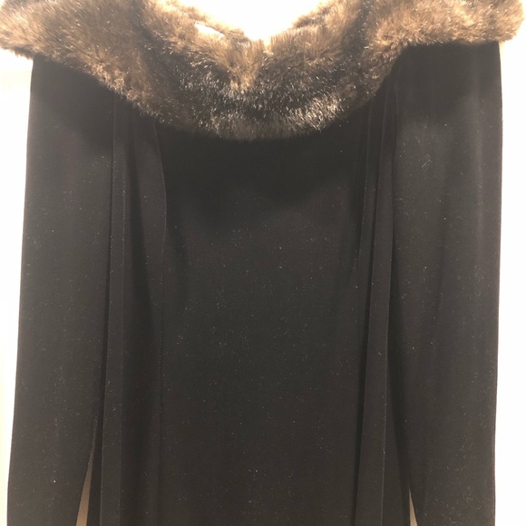 America EC Dresses & Skirts - ELEGANT VELVET AND FAUX FUR OFF THE SHOULDER FULL LENGTH GOWN